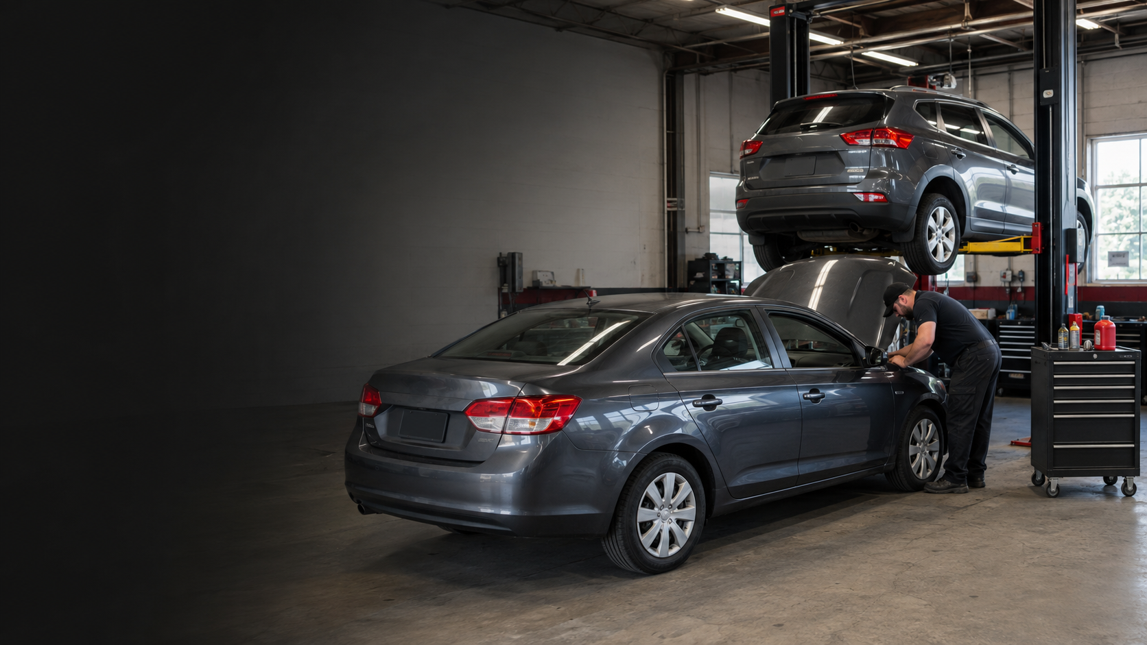 Professional automotive service bay representing Freeman Automotive